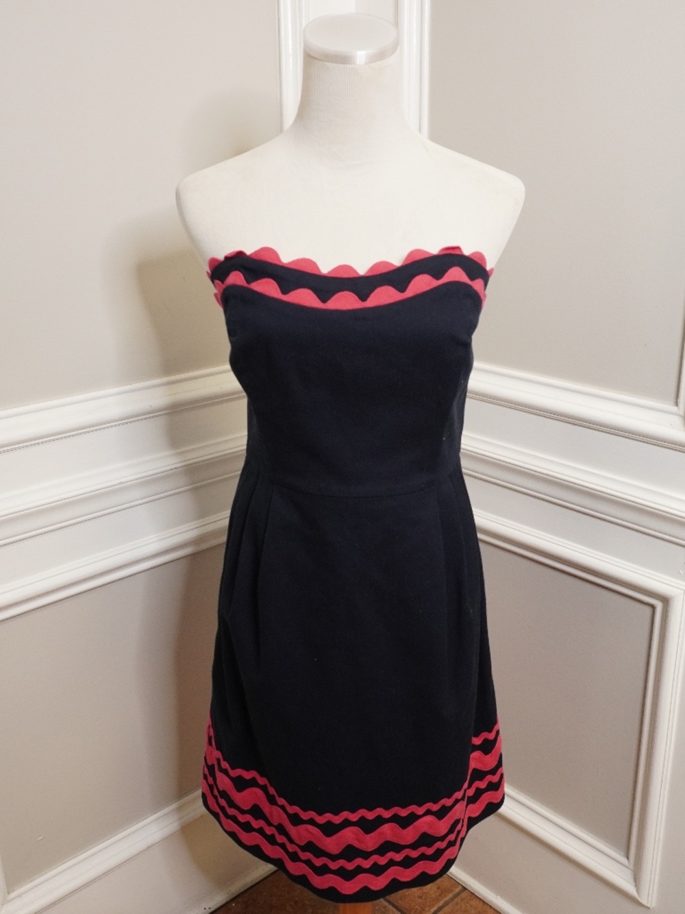 Vineyard Vines Ric Rac Dress Pink and Navy, Size 6